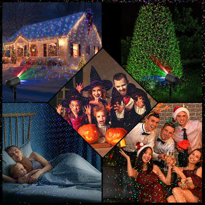 Starry RGB Laser Christmas Projector Lights – Vibrant Outdoor Display, IP65 Waterproof, RF Remote Control, Perfect for Festive Home Décor & Holiday Parties!